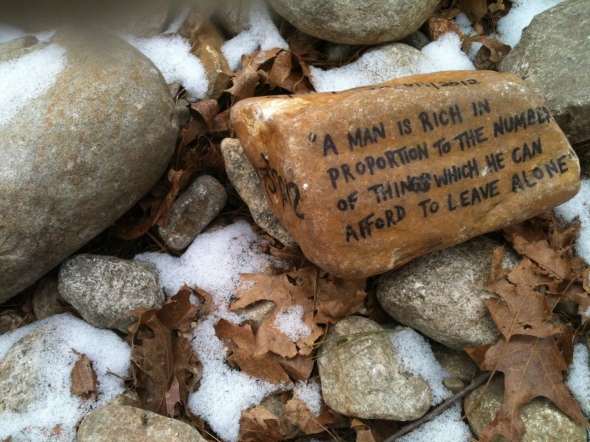 A note found on one of the many rocks atop a nearby cairn. 